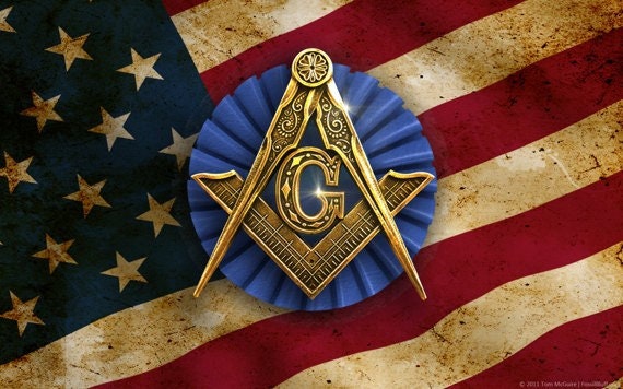 Square and Compass ribbon on US Flag