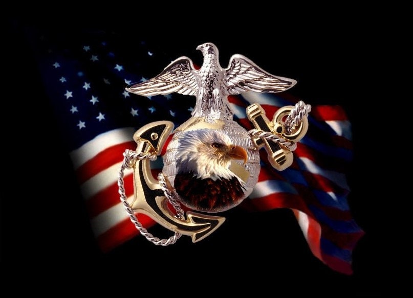 Licensed US Marine Globe and Flag