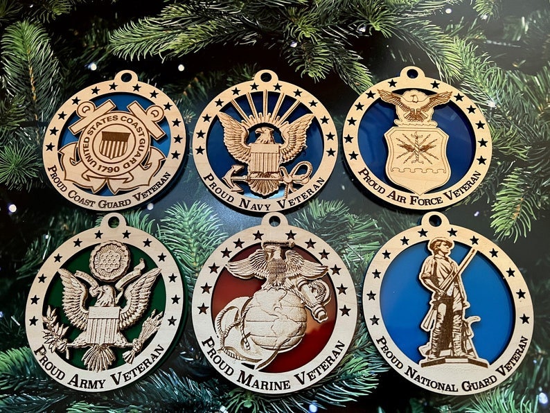 Set of 6 Proud Veteran Ornaments