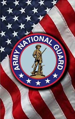 National Guard on US Flag Pen Blank