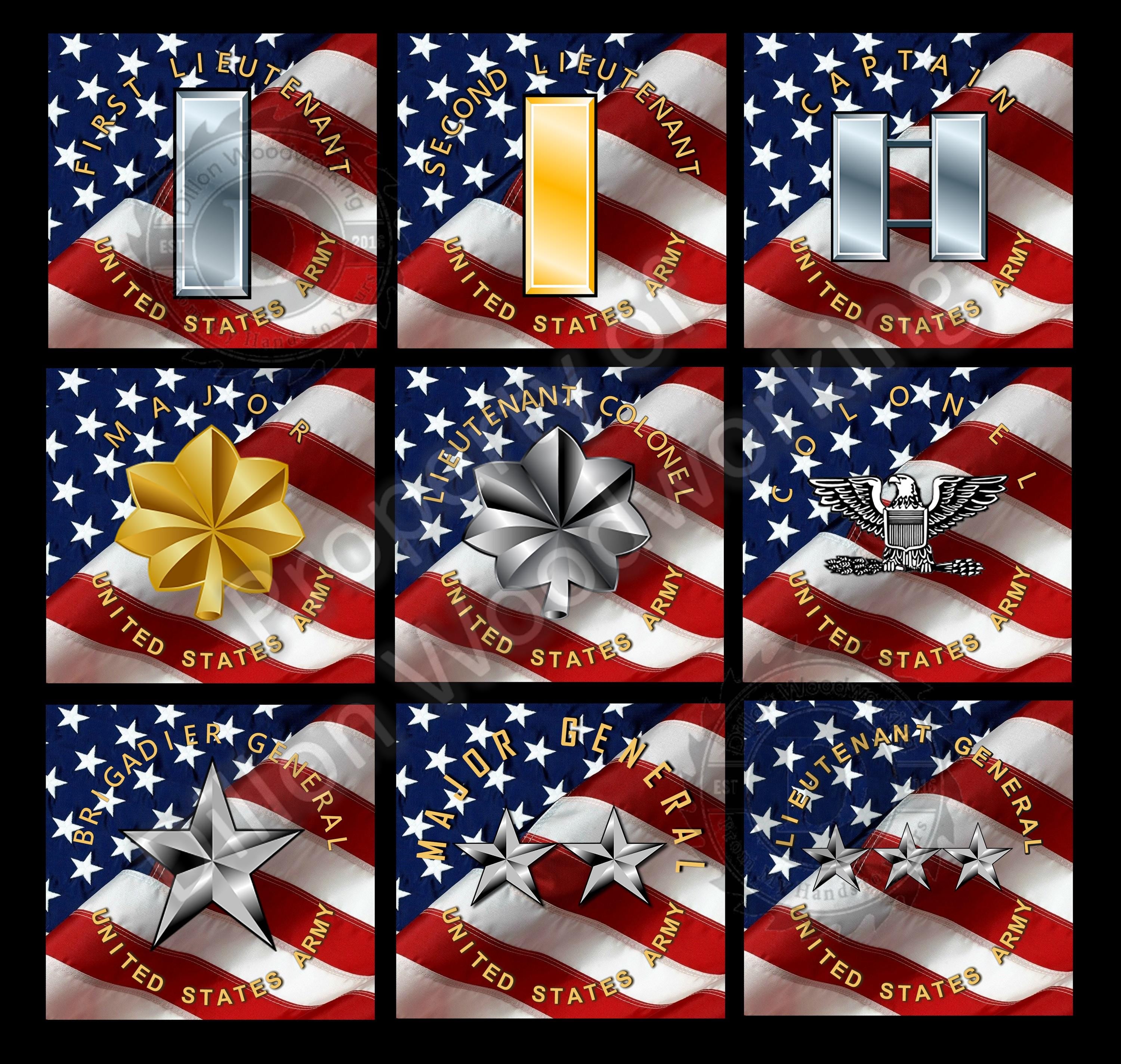 US Army Officer Ranks on Flag